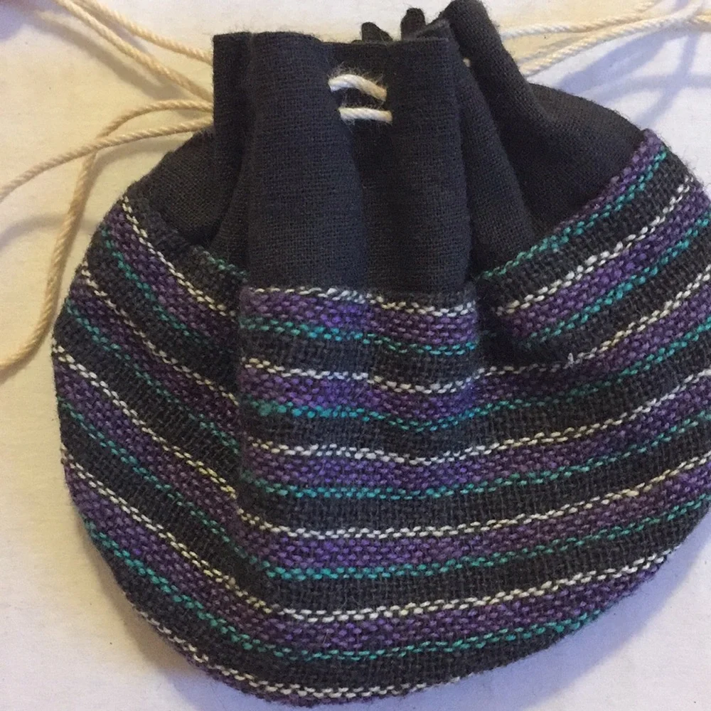 JEWELRY BAG stash sac cotton striped pull string Bali handmade